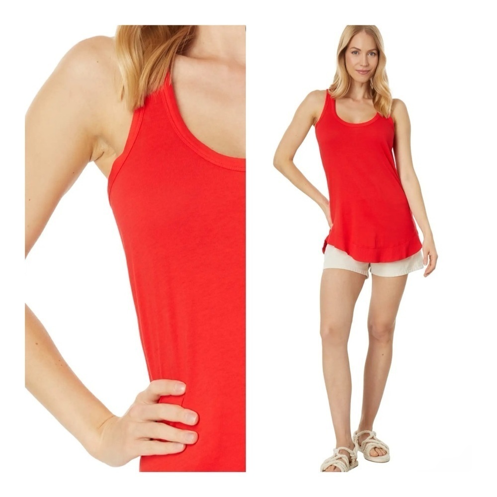 bobi | Curved Hem Racerback Tank In Lipstick Red | M